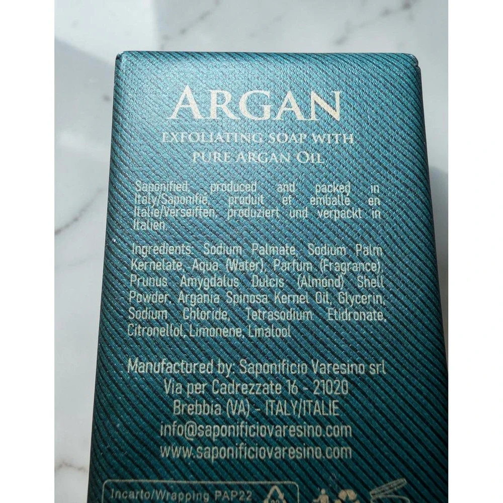 Saponificio Varesino Argan Exfoliating Soap Unisex 10.5oz Teal NEW Made in Italy